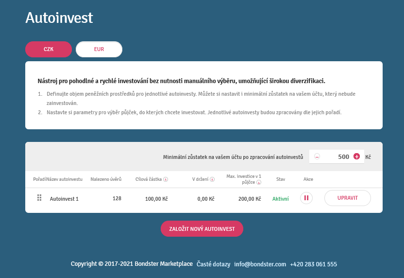 Autoinvest u Bondster