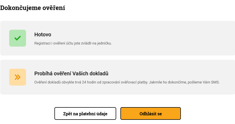 Čtrnáctý krok registrace do investic na Zonky.cz