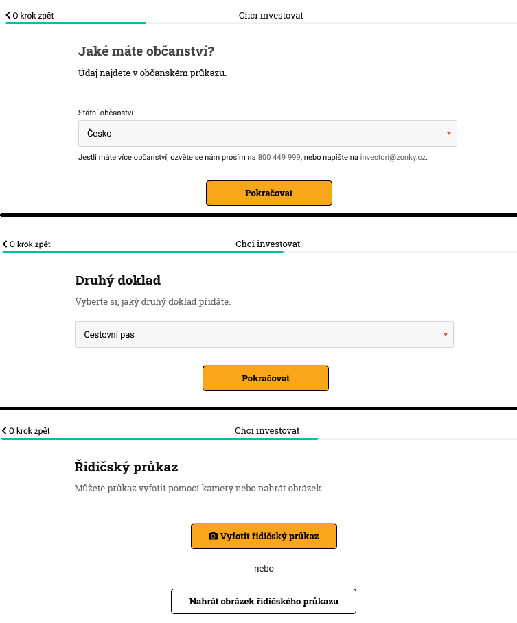 Další kroky registrace: občanství, druhý doklad totožnosti