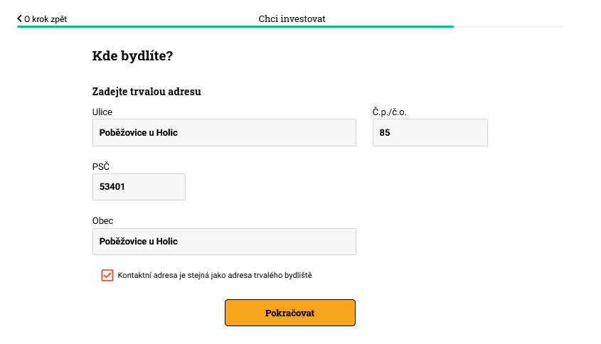 Další kroky registrace: trvalé bydliště